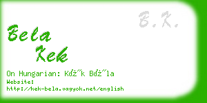 bela kek business card